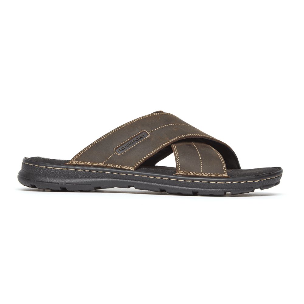 Rockport Darwyn Cross Band - Mens Slides - Brown - NZ (QOY-503198)